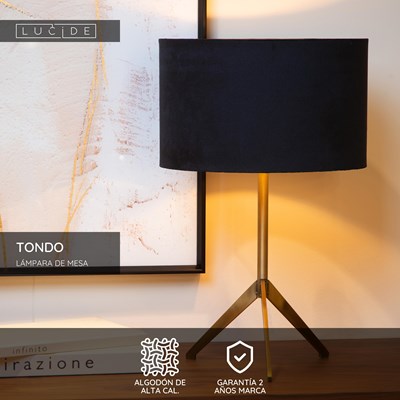 Lucide TONDO - Lámpara de mesa - Ø 30 cm - 1xE27 - Oro mate / Latón